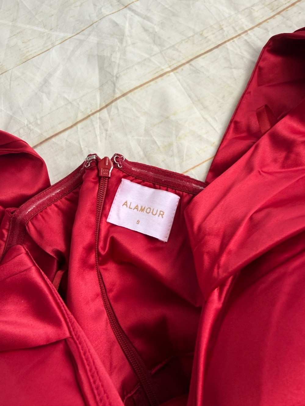 Alamour Label Red Off Shoulder High Slit Gown | S | Formal Prom Dress | Sexy Ele - Picture 7 of 11